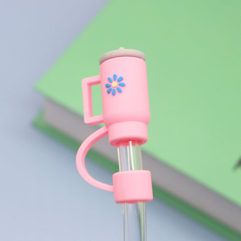 Silicone Straw Covers Cap with Tumbler 10mm Cute Tumbler Straw Toppers for Tumblers, Dust-Proof Drinking Straw Caps for Reusable Straws Tips